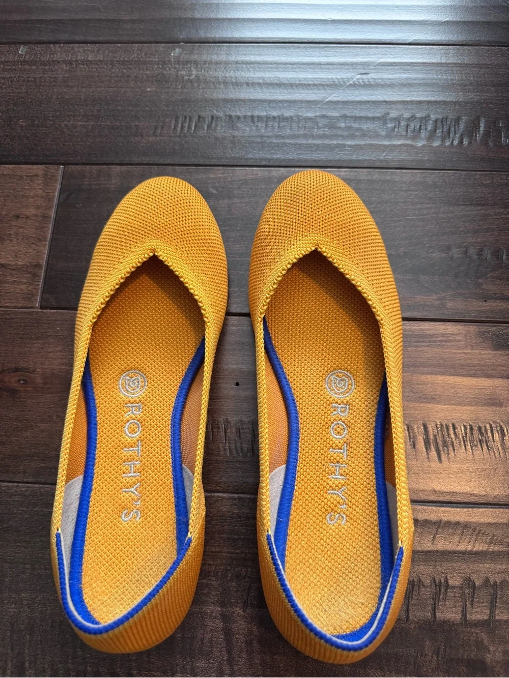 Rothy's Yellow Daily Flats with Blue Trim - 7
